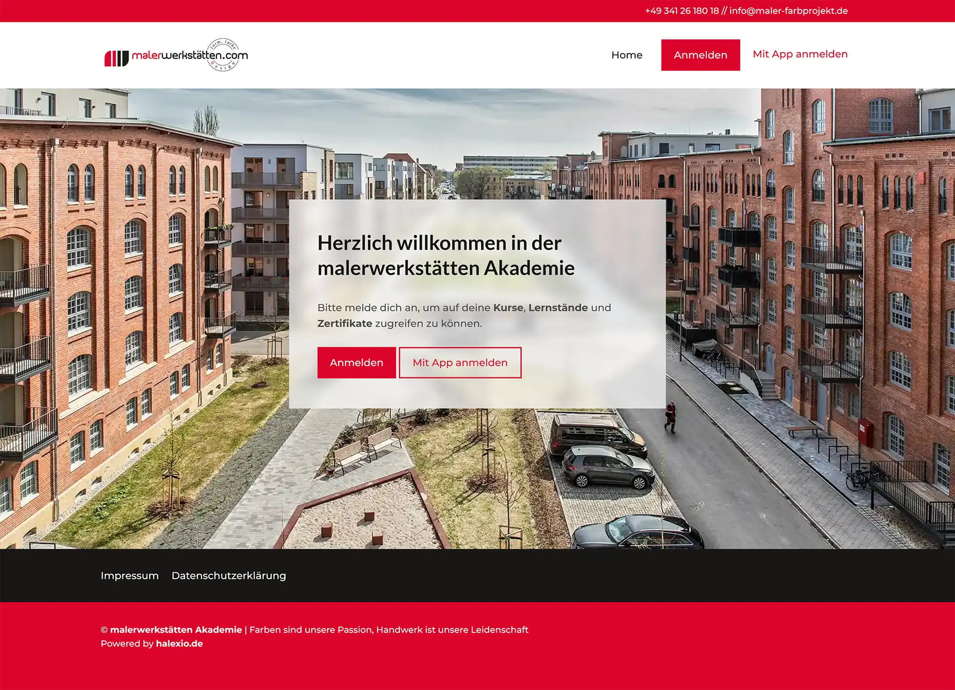 Startseite der malerwerkstätten Akademie für digitale Arbeitsschutz-Unterweisungen.